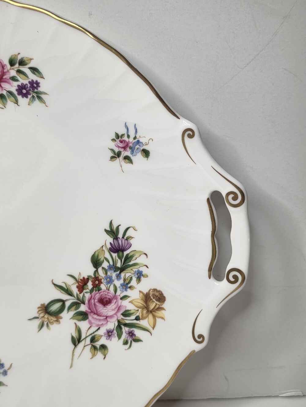 Royal Worcester Witley Garden Handled Cake Plate Floral Bone China Serving Dish - Picture 4 of 8
